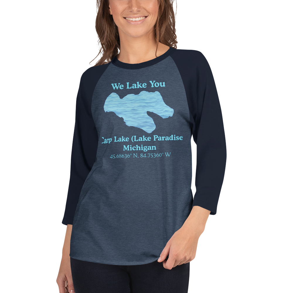 Carp Lake (Lake Paradise) Raglan 3/4 Sleeve Unisex T-shirt