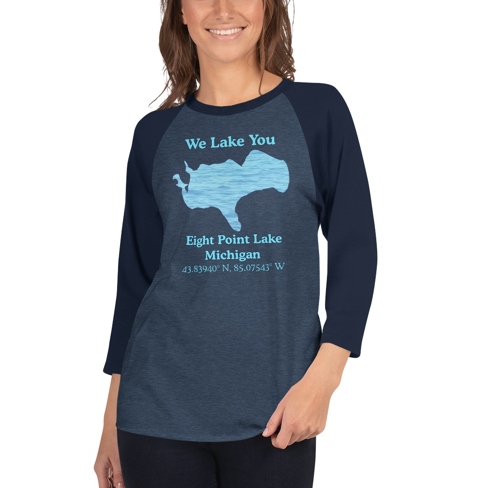 Eight Point Lake Raglan 3/4 Sleeve Unisex T-shirt