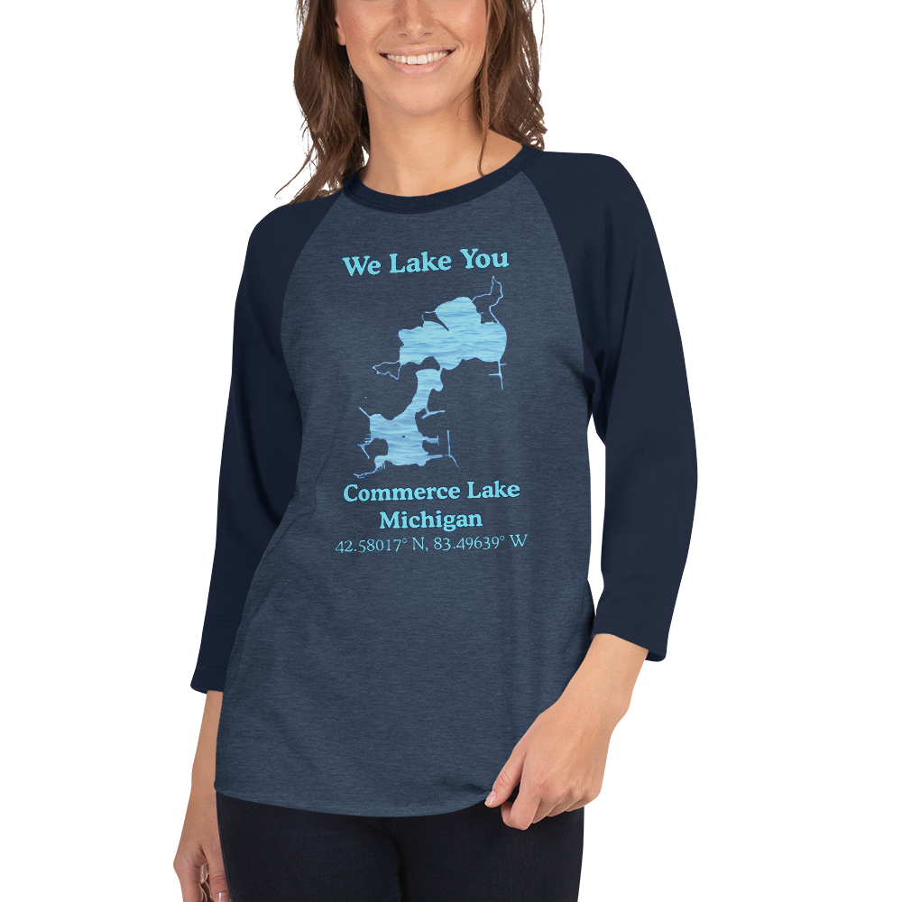 Commerce Lake Raglan 3/4 Sleeve Unisex T-shirt