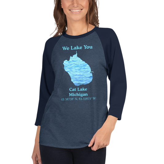 Cat Lake Raglan 3/4 Sleeve Unisex T-shirt