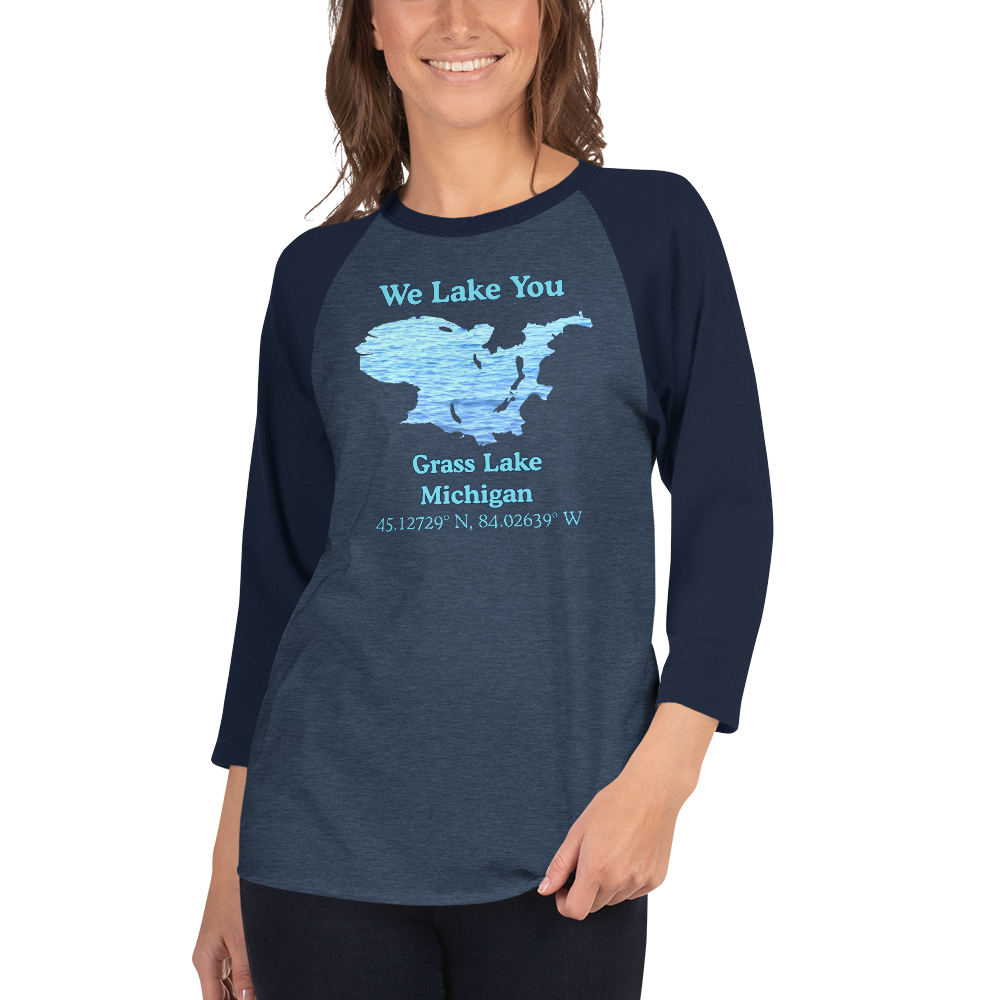 Grass Lake Raglan 3/4 Sleeve Unisex T-shirt