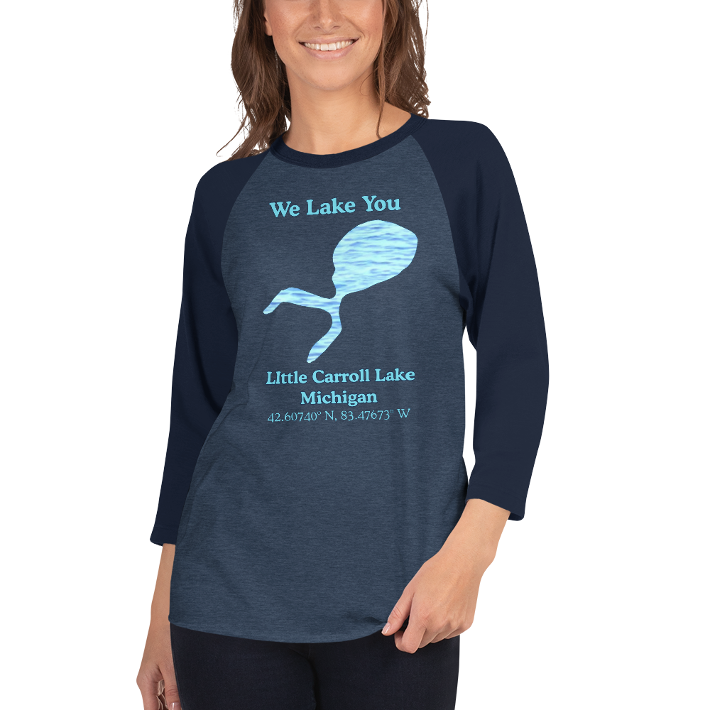 LIttle Carroll Lake Raglan 3/4 Sleeve Unisex T-shirt