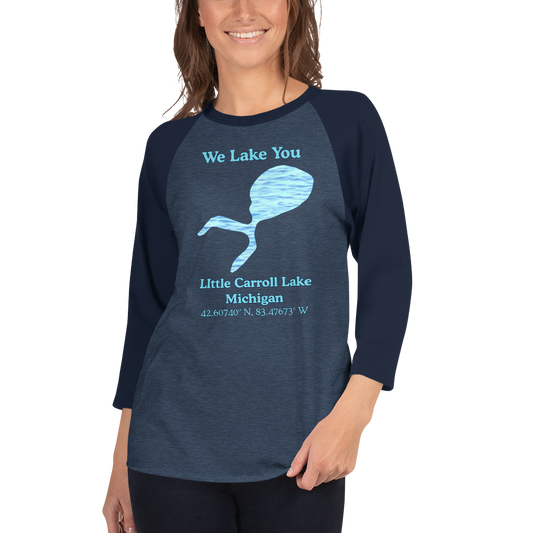 LIttle Carroll Lake Raglan 3/4 Sleeve Unisex T-shirt
