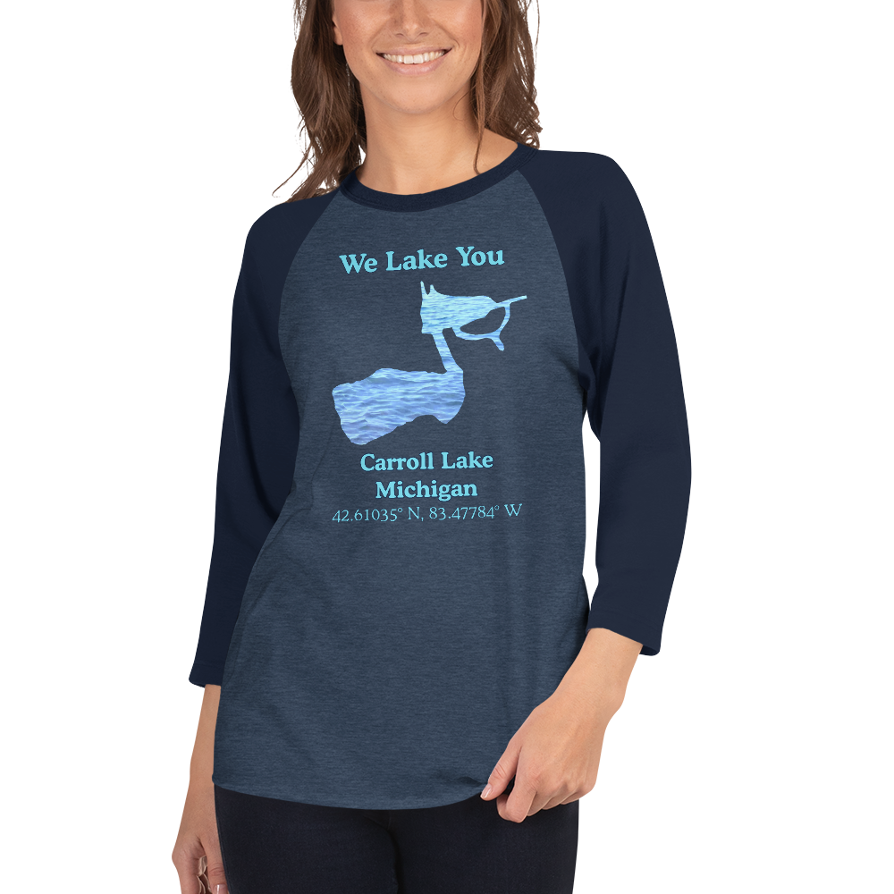 Carroll Lake Raglan 3/4 Sleeve Unisex T-shirt