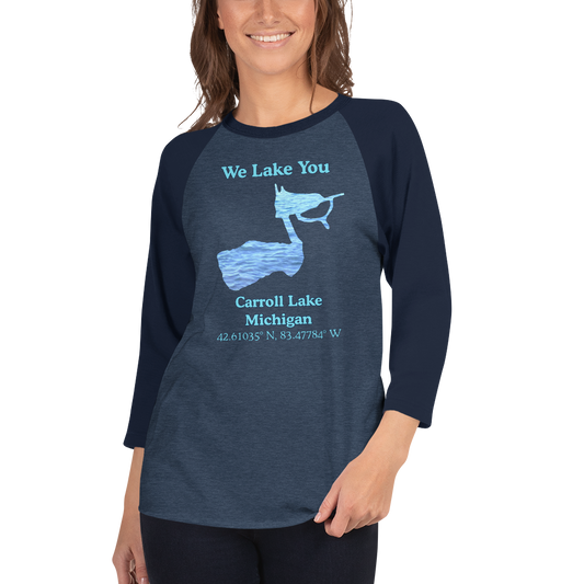 Carroll Lake Raglan 3/4 Sleeve Unisex T-shirt