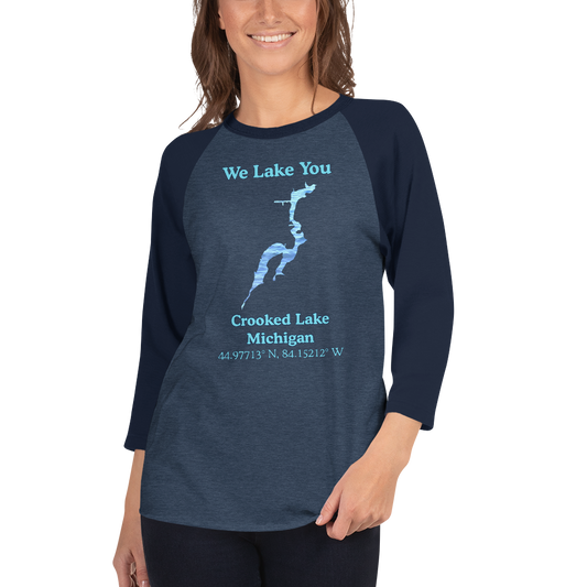 Crooked Lake Raglan 3/4 Sleeve Unisex T-shirt