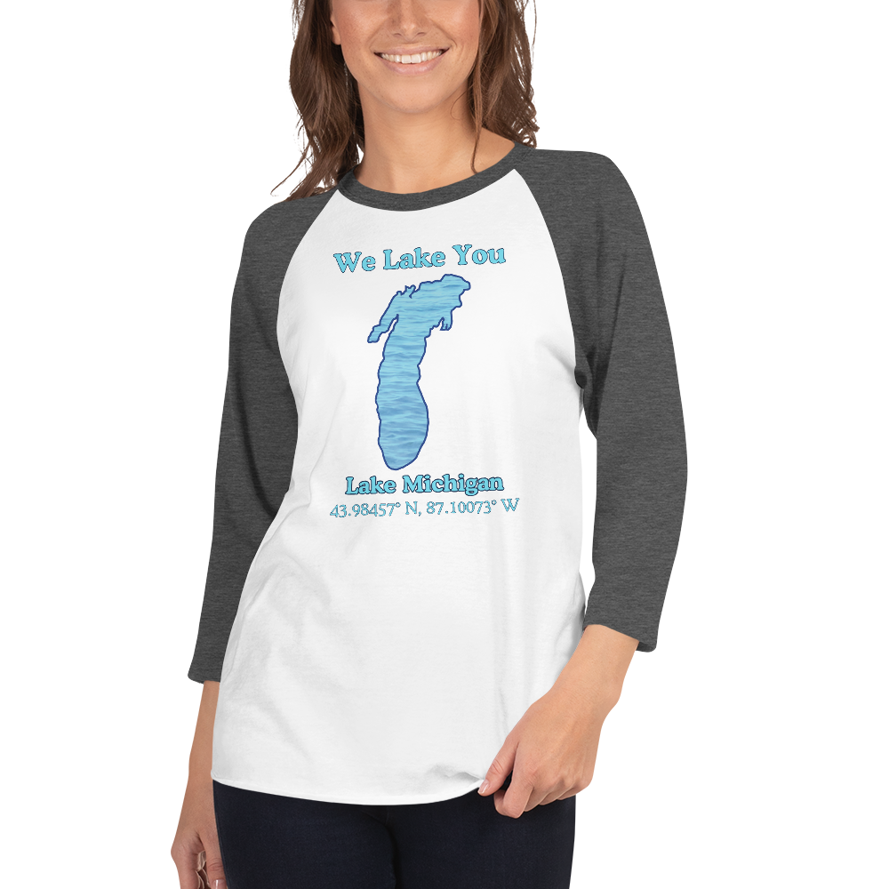 Lake Michigan Raglan 3/4 Sleeve Unisex T-shirt