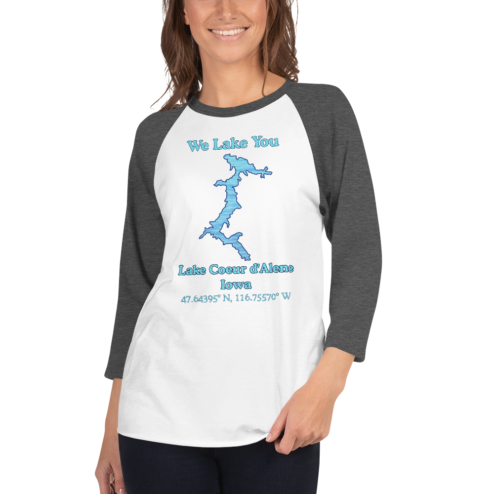 Lake Coeur d'Alene Raglan 3/4 Sleeve Unisex T-shirt