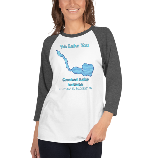 Crooked Lake Raglan 3/4 Sleeve Unisex T-shirt