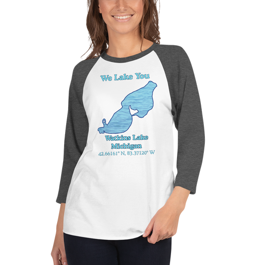 Watkins Lake Raglan 3/4 Sleeve Unisex T-shirt