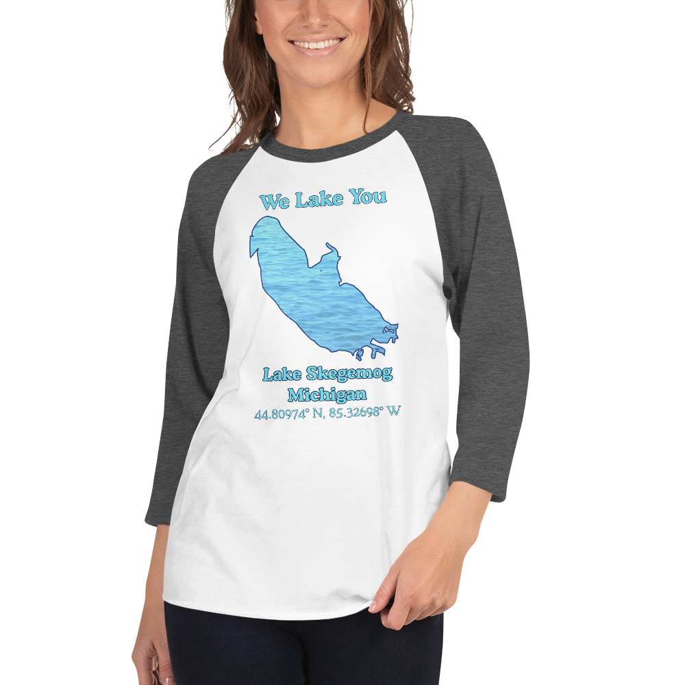 Lake Skegemog Raglan 3/4 Sleeve Unisex T-shirt