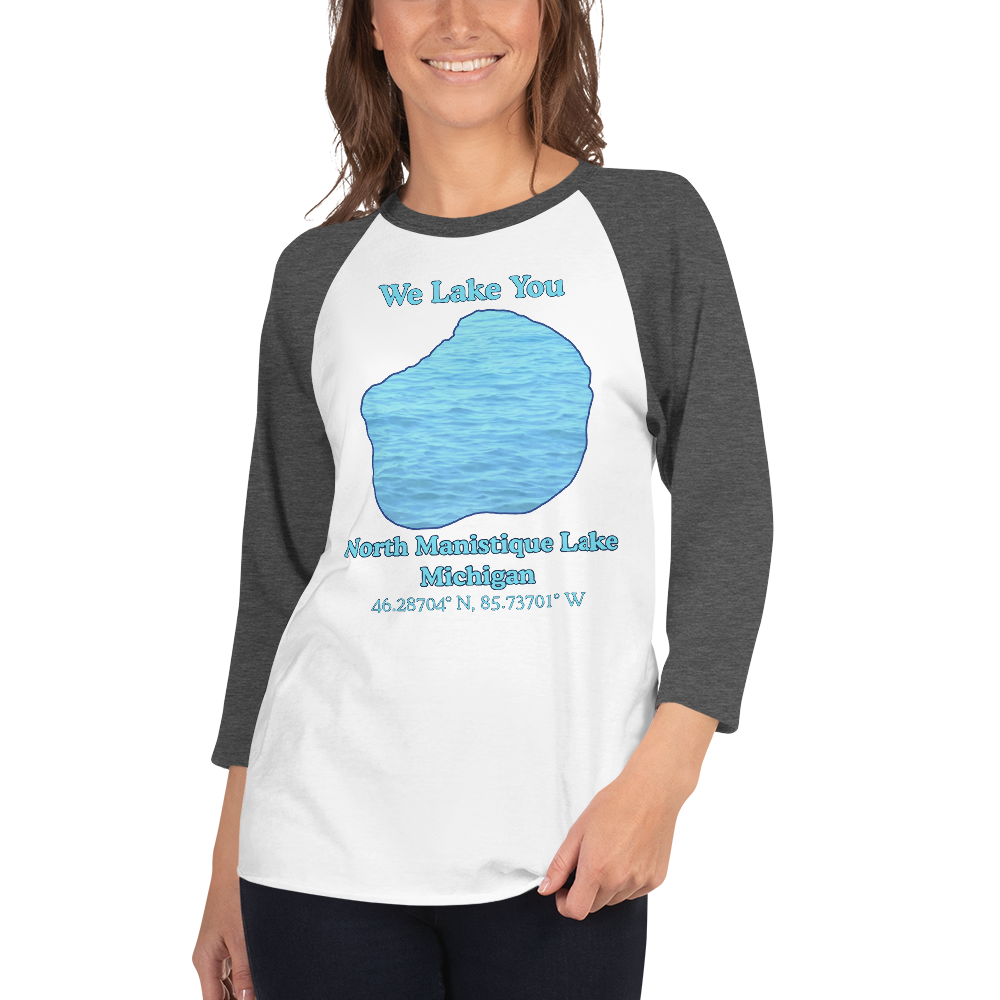 North Manistique Lake Raglan 3/4 Sleeve Unisex T-shirt