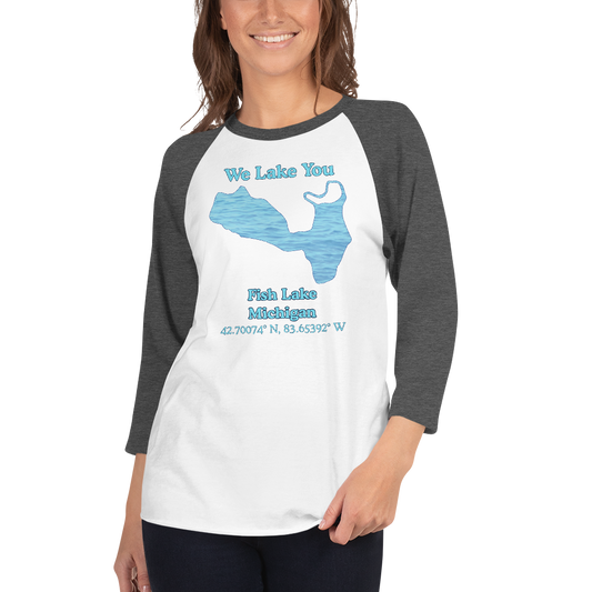 Fish Lake Raglan 3/4 Sleeve Unisex T-shirt