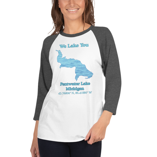 Pentwater Lake Raglan 3/4 Sleeve Unisex T-shirt