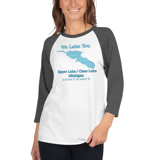 Squaw Lake / Clear Lake Raglan 3/4 Sleeve Unisex T-shirt