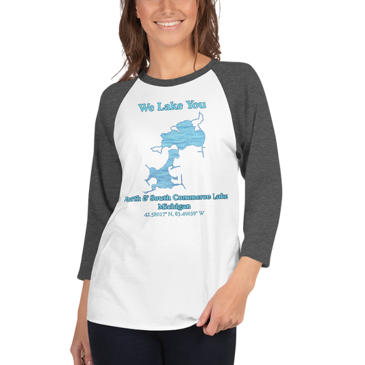 North & South Commerce Lake Raglan 3/4 Sleeve Unisex T-shirt