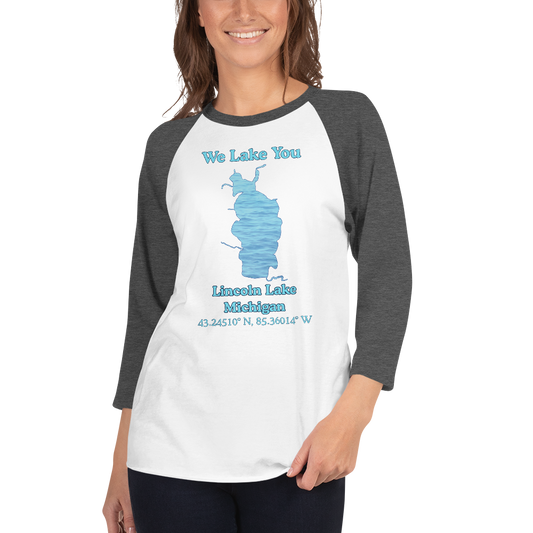 Lincoln Lake Raglan 3/4 Sleeve Unisex T-shirt