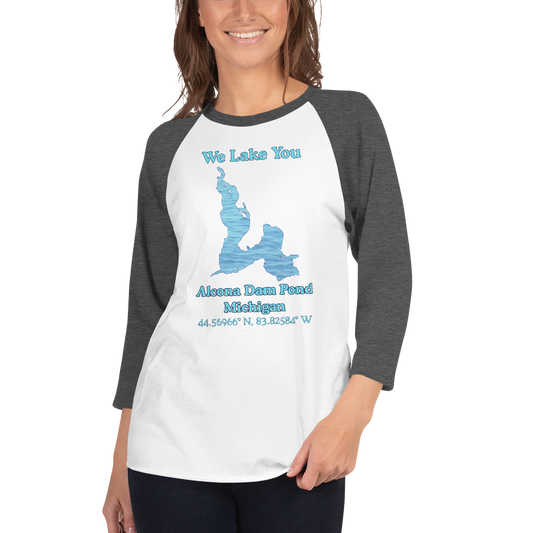 Alcona Dam Pond Raglan 3/4 Sleeve Unisex T-shirt