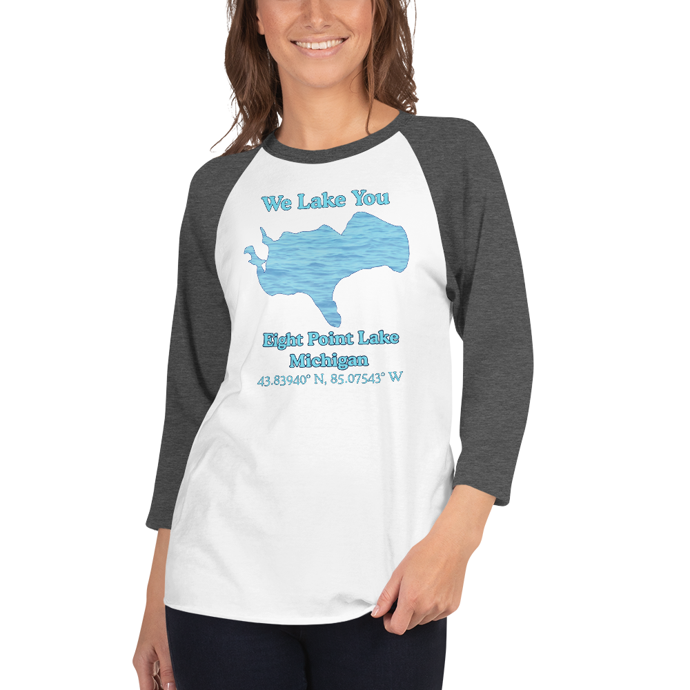 Eight Point Lake Raglan 3/4 Sleeve Unisex T-shirt