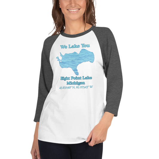 Eight Point Lake Raglan 3/4 Sleeve Unisex T-shirt