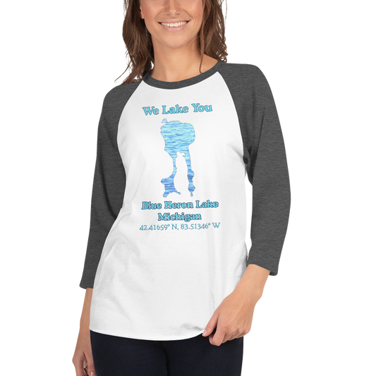 Blue Heron Lake Raglan 3/4 Sleeve Unisex T-shirt