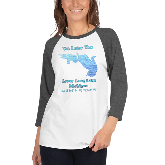 Lower Long Lake Raglan 3/4 Sleeve Unisex T-shirt