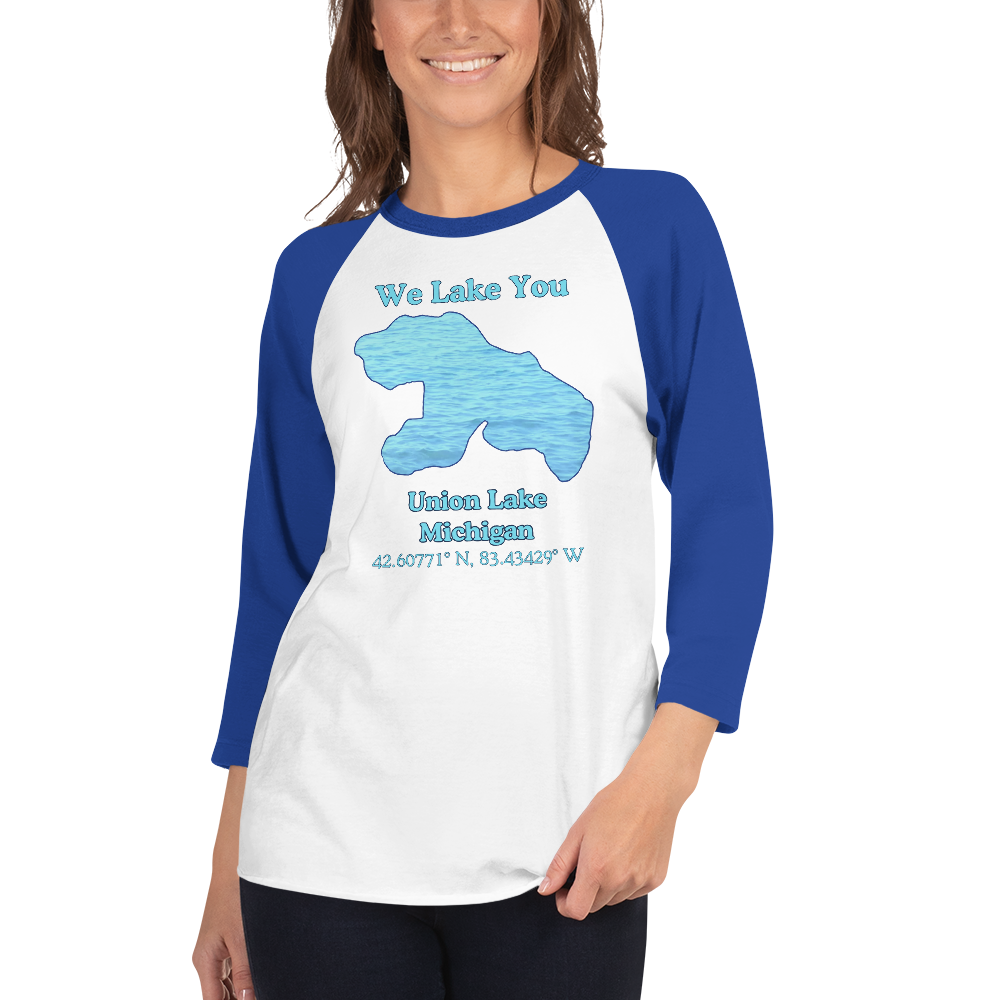 Unisex 3⁄4 Sleeve Raglan T-shirt - Union Lake on front