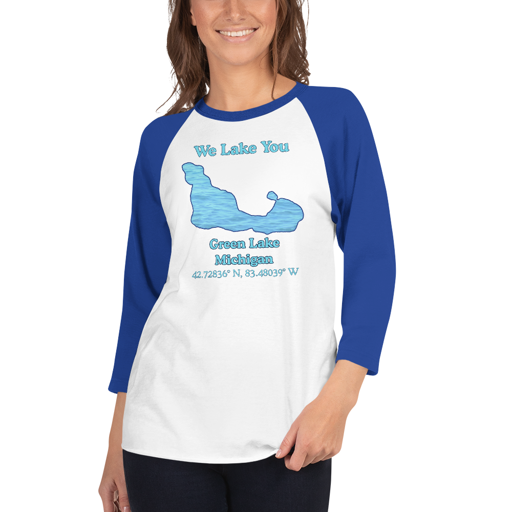 Green Lake Raglan 3/4 Sleeve Unisex T-shirt