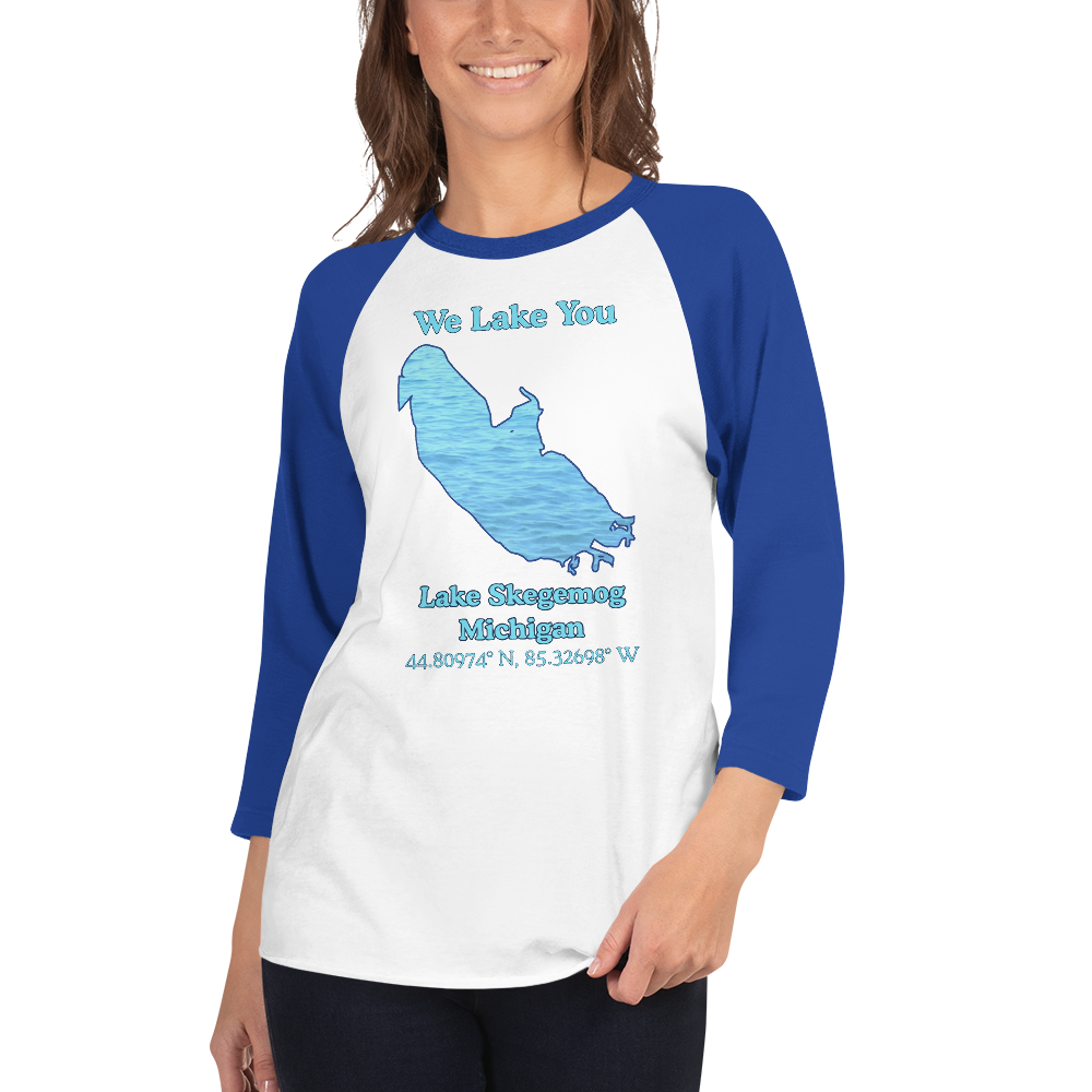 Lake Skegemog Raglan 3/4 Sleeve Unisex T-shirt