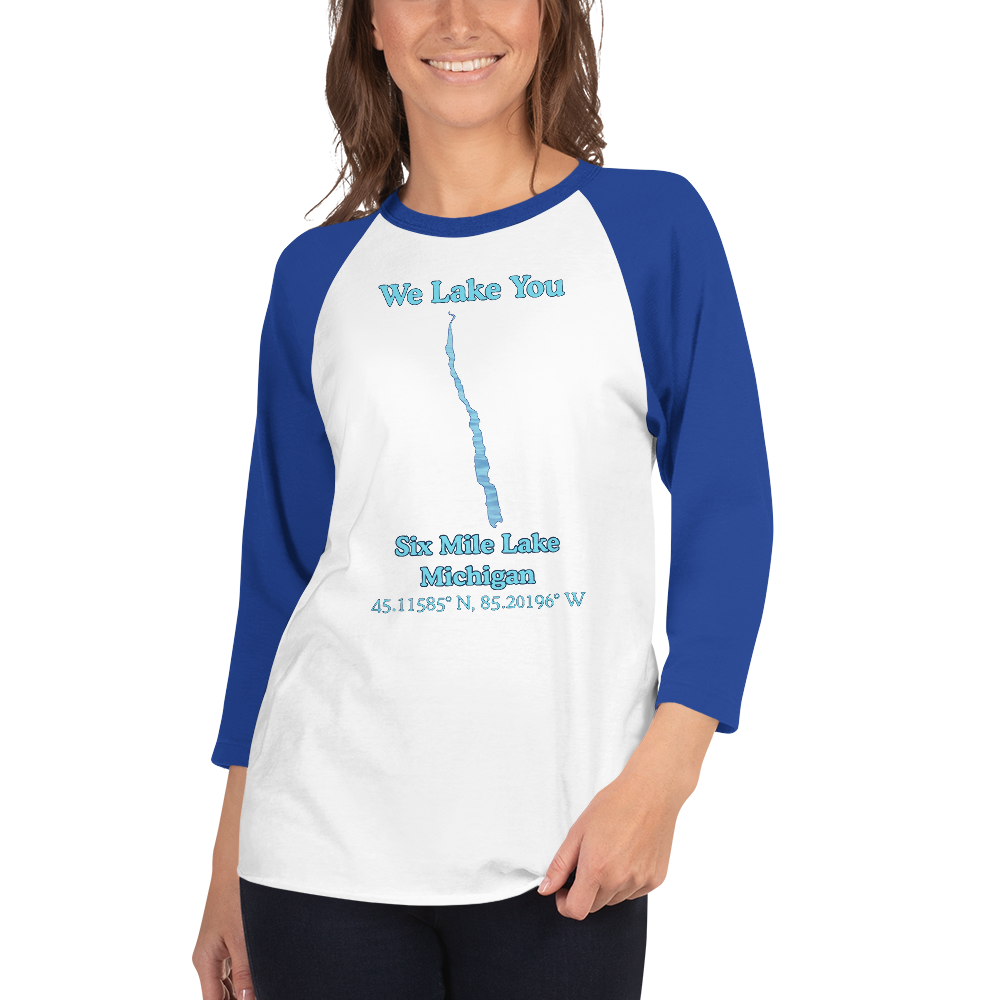 Six Mile Lake Raglan 3/4 Sleeve Unisex T-shirt