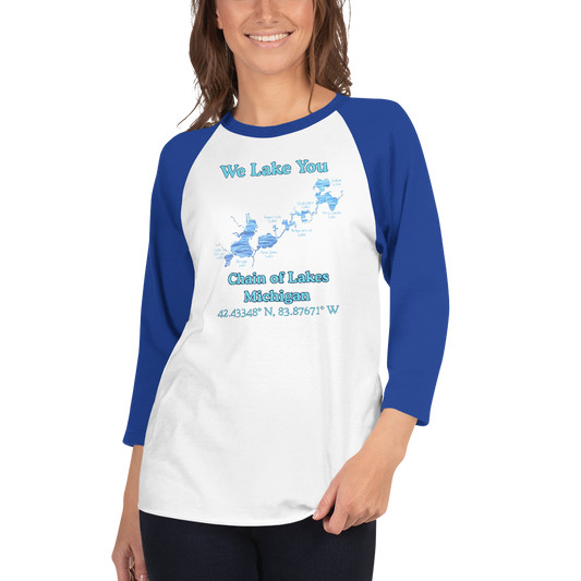 Chain of Lakes Raglan 3/4 Sleeve Unisex T-shirt