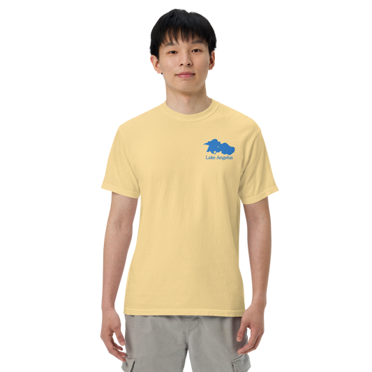 Embroidered Super Premium Unisex T-shirt with Lake Angelus on front and We Lake You on back