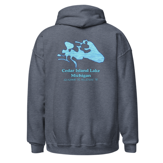 Classic Unisex Pullover Hoodie - Cedar Island Lake on back and We Lake You on front
