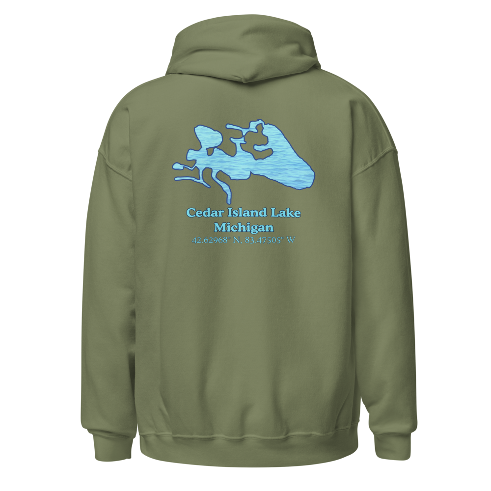 Classic Unisex Pullover Hoodie - Cedar Island Lake on back and We Lake You on front