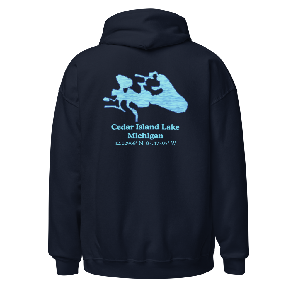 Classic Unisex Pullover Hoodie - Cedar Island Lake on back and We Lake You on front