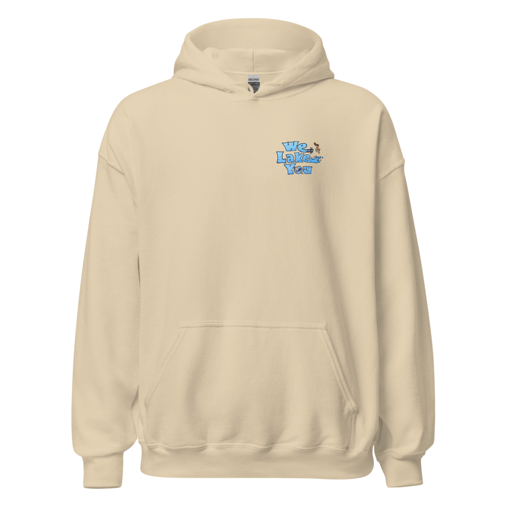 Classic Unisex Pullover Hoodie - Cedar Island Lake on back and We Lake You on front