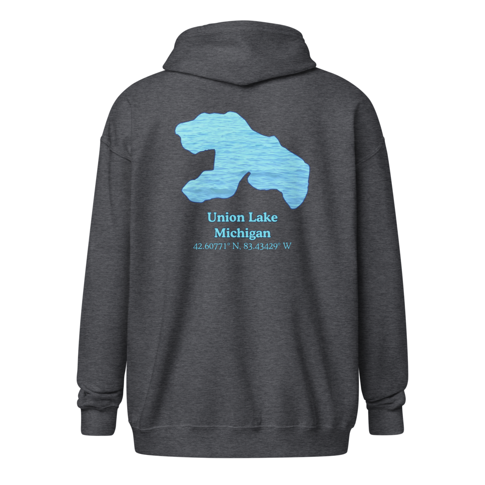 Unisex Zip Hoodie with Union Lake on back, We Lake You on front