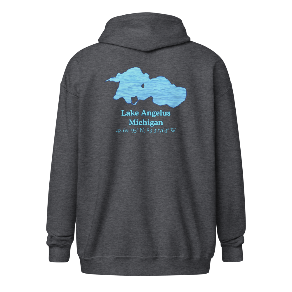 Unisex Zip Hoodie with Lake Angelus on back, We Lake You on front