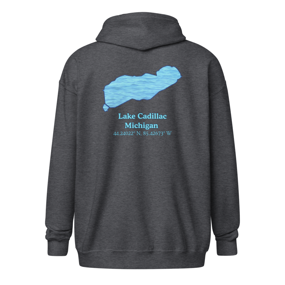Unisex Zip Hoodie with Lake Cadillac on back, We Lake You on front