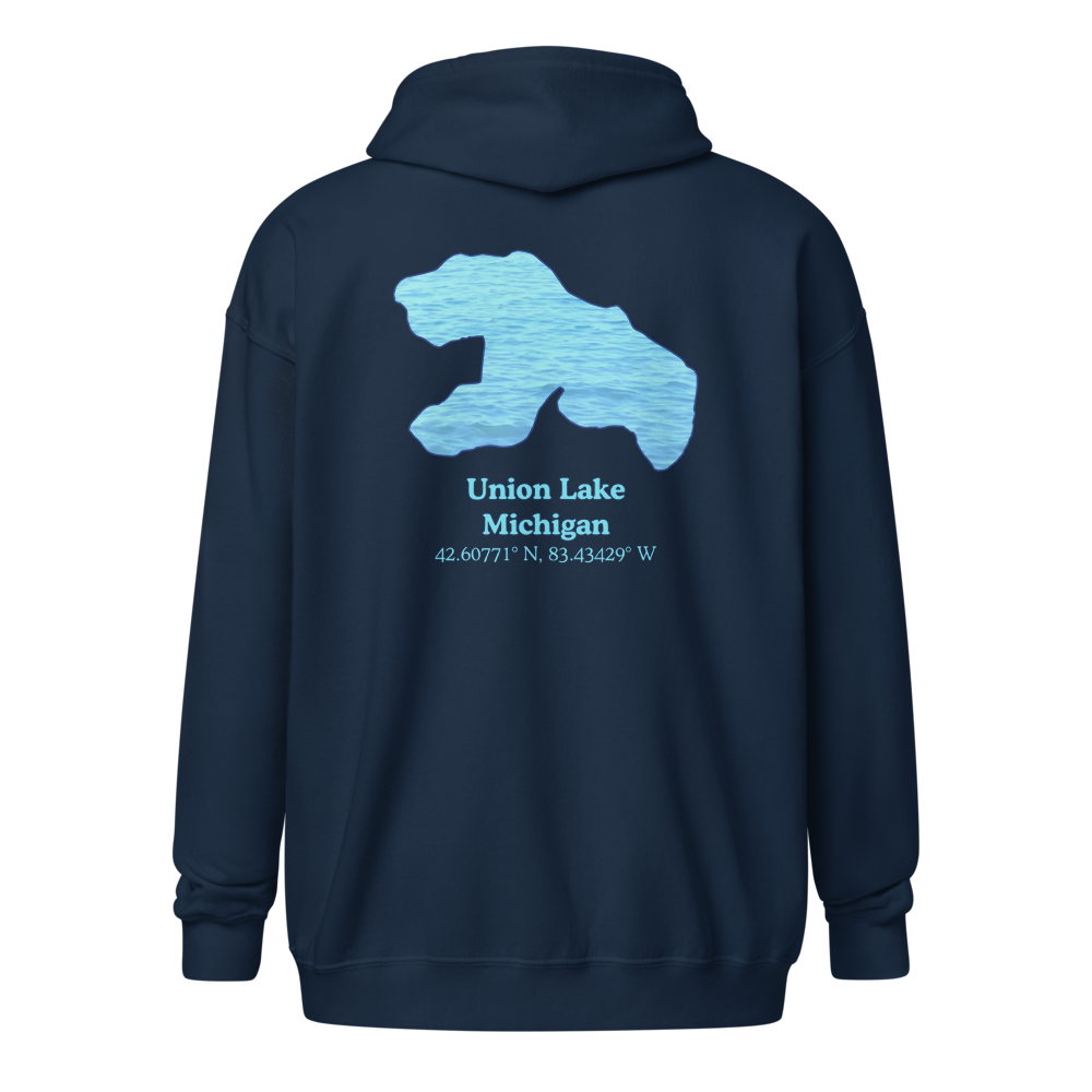 Unisex Zip Hoodie with Union Lake on back, We Lake You on front