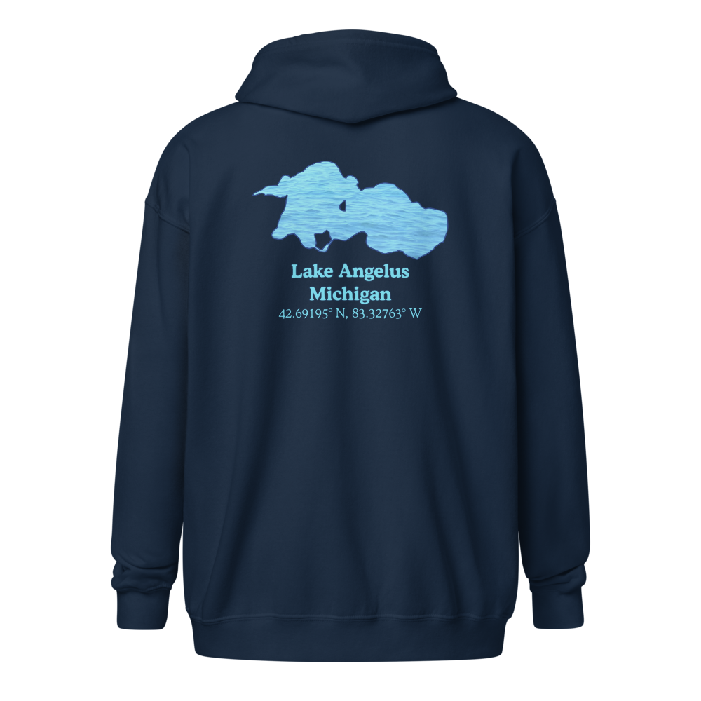 Unisex Zip Hoodie with Lake Angelus on back, We Lake You on front