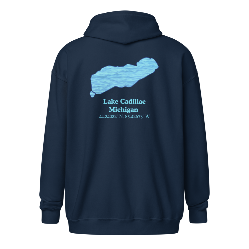 Unisex Zip Hoodie with Lake Cadillac on back, We Lake You on front