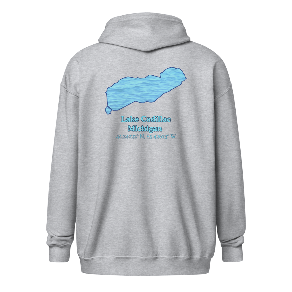 Unisex Zip Hoodie with Lake Cadillac on back, We Lake You on front