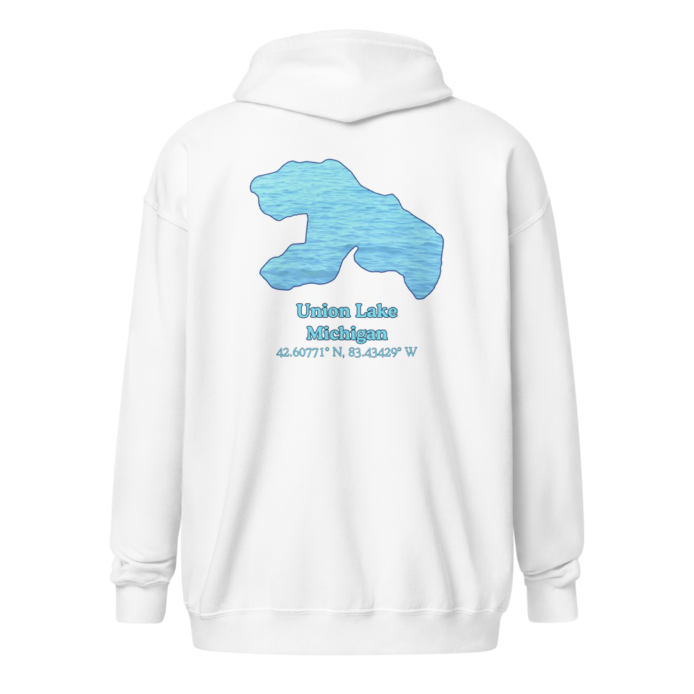 Unisex Zip Hoodie with Union Lake on back, We Lake You on front