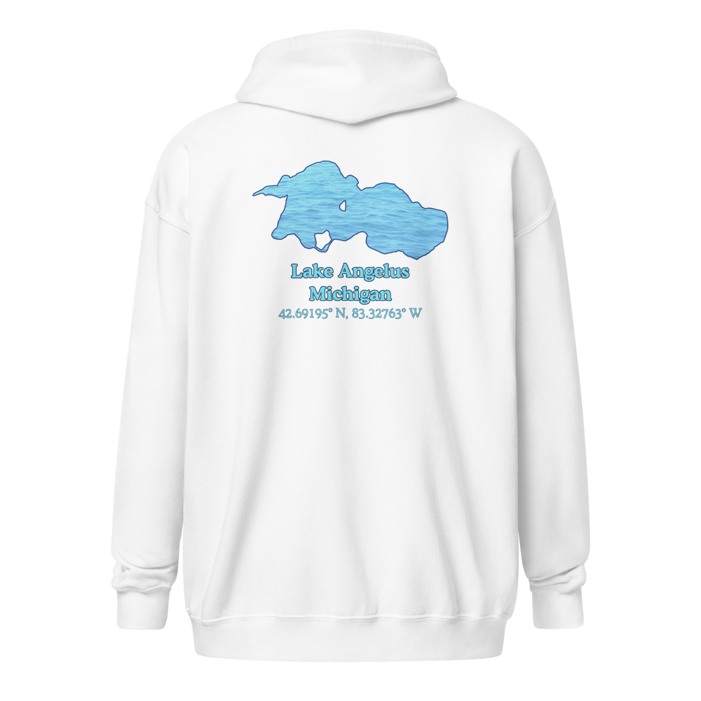Unisex Zip Hoodie with Lake Angelus on back, We Lake You on front