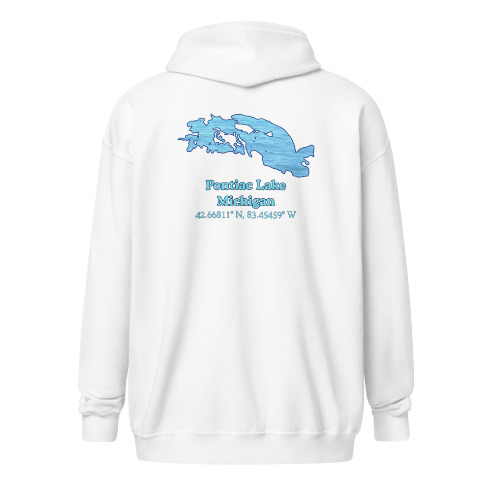 Unisex Zip Hoodie with Pontiac Lake on back, We Lake You on front