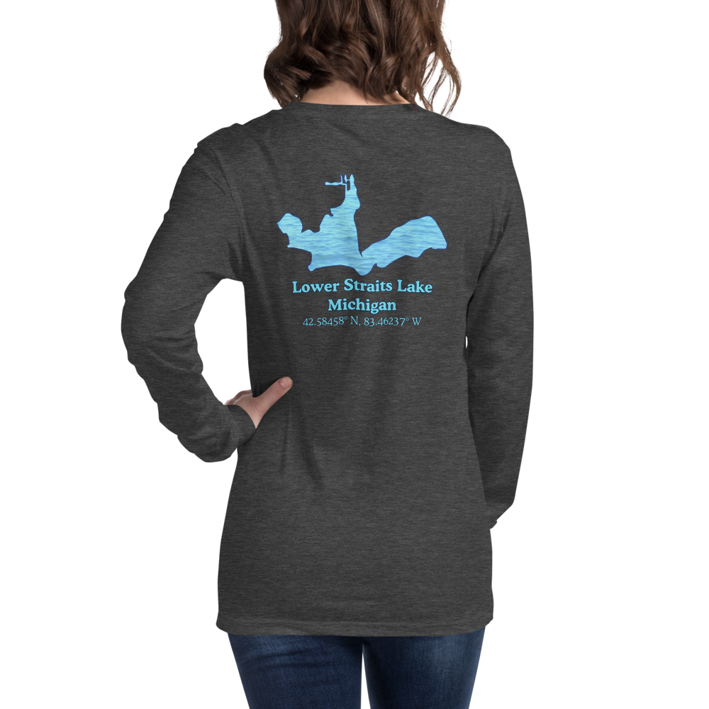 Unisex Long Sleeve T-shirt with Lower Straits Lake on back and We Lake You on front