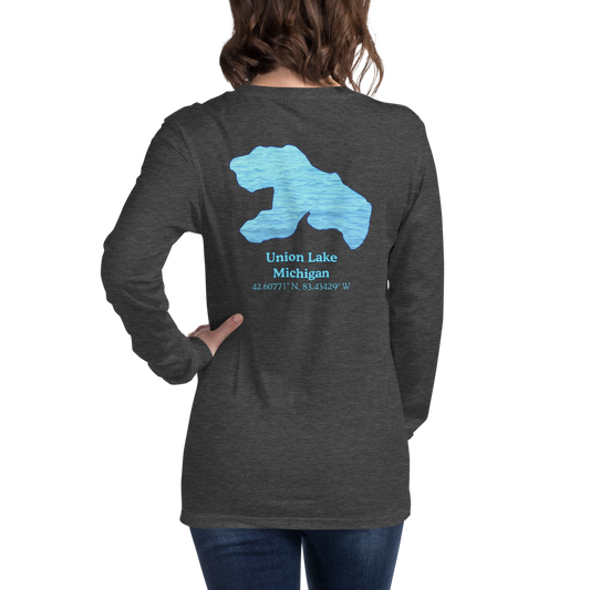 Unisex Long Sleeve T-shirt with Union Lake on back and We Lake You on front