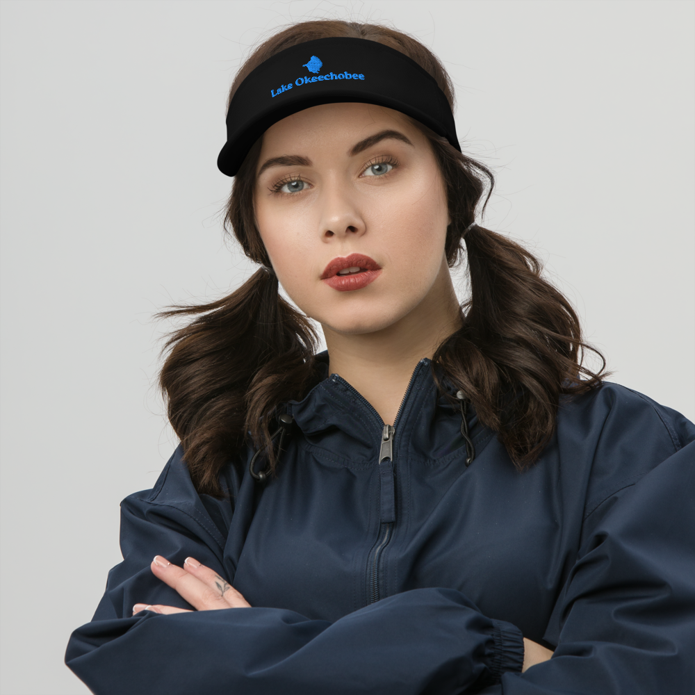 Lake Okeechobee Visor with embroidered artwork & adjustable velcro strap