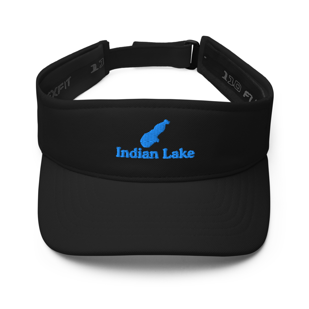 Indian Lake Visor with embroidered artwork & adjustable velcro strap